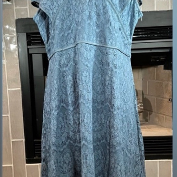 Suzanne Betro Blue Lace Cap Sleeve Dress 3X - Picture 6 of 8